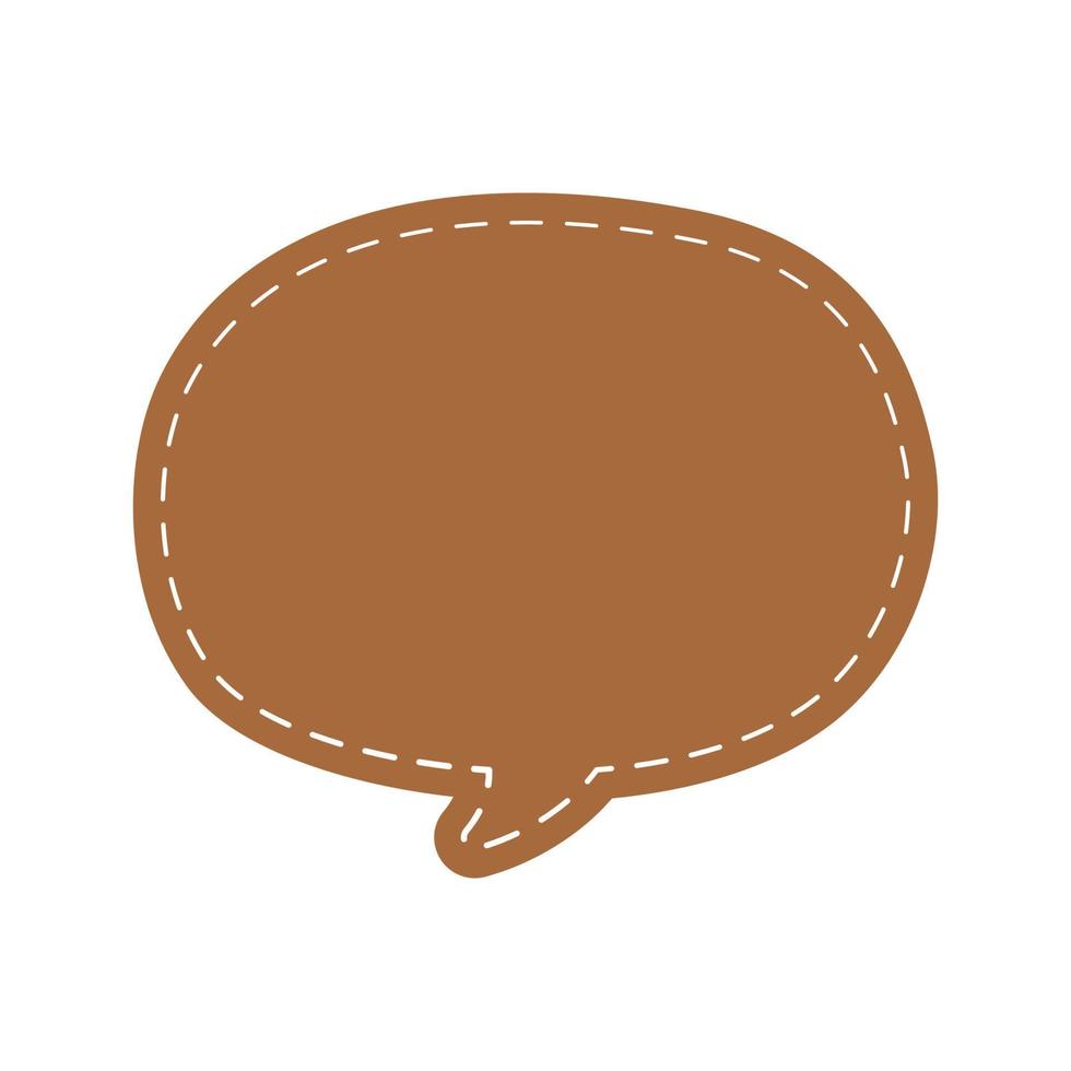 Blank Comic Style Speech Bubbles with Dashed Line. Simple Flat Stitched Leather Design Vector Illustration Set.