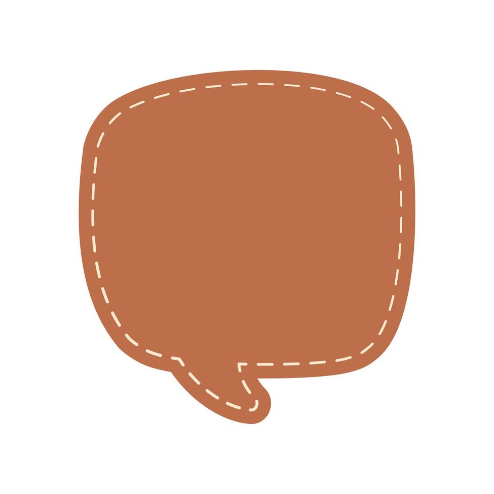 Blank Comic Style Speech Bubbles with Dashed Line. Simple Flat Stitched Leather Design Vector Illustration Set.