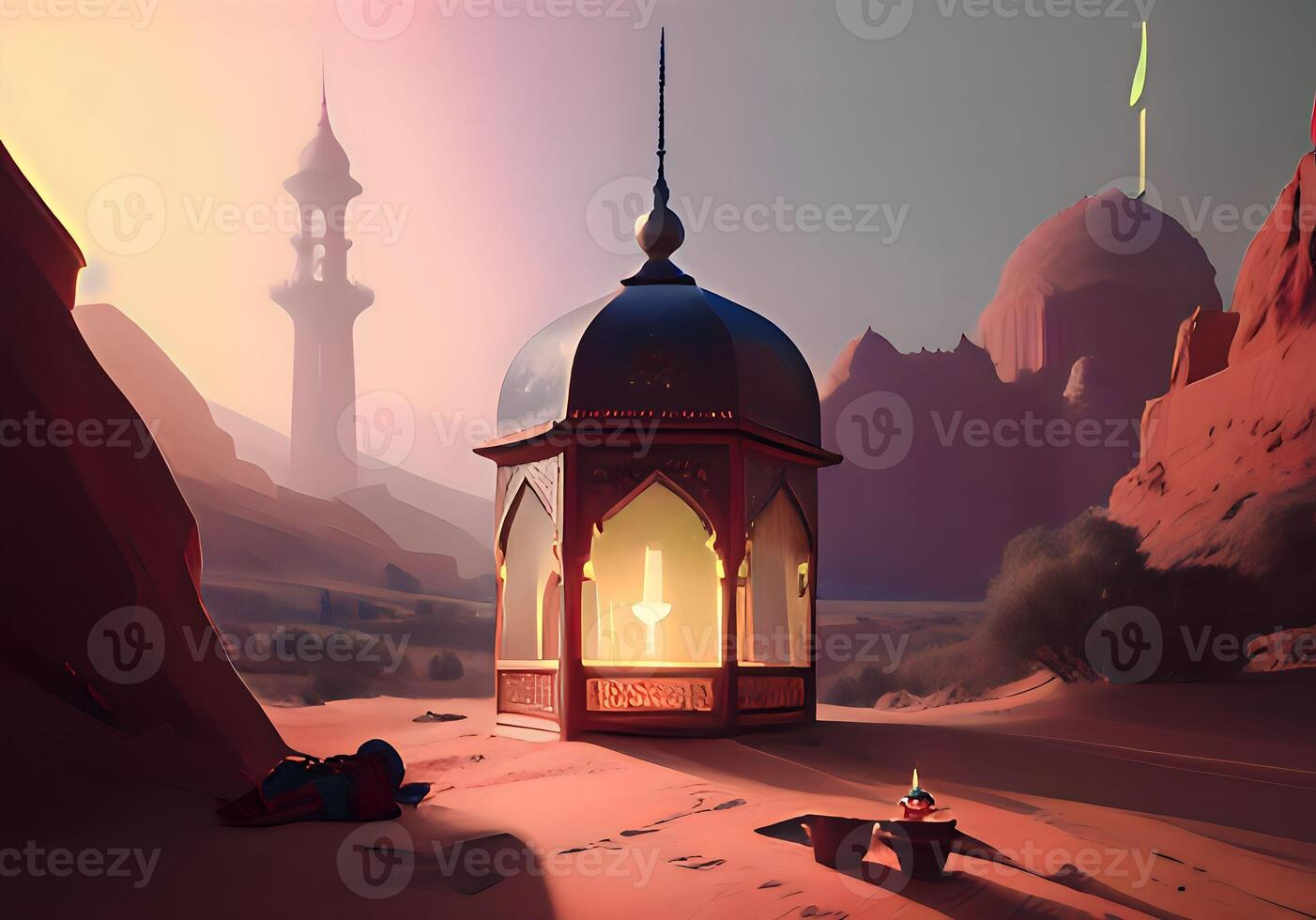 lantern in the desert - photo