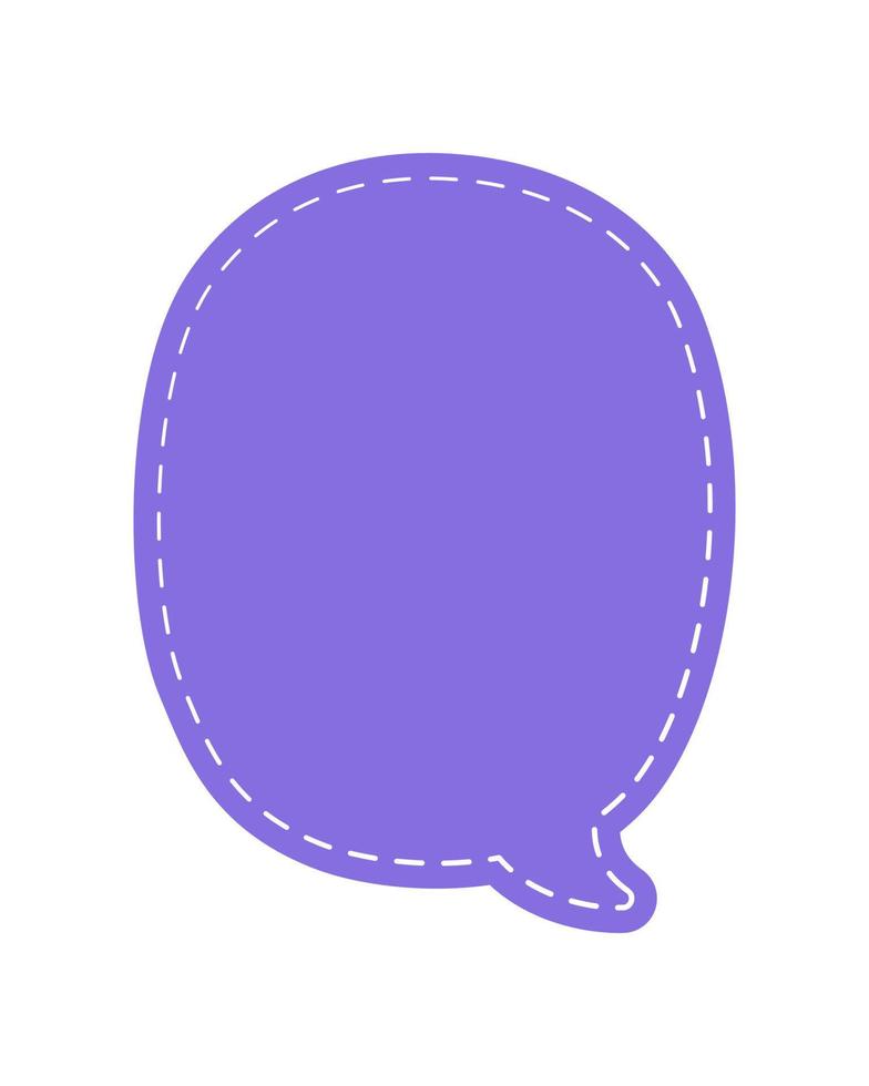 Blank Cute Speech Bubble with Dashed Line. Simple Flat Scrapbook Stitched Design Vector Illustration Set.