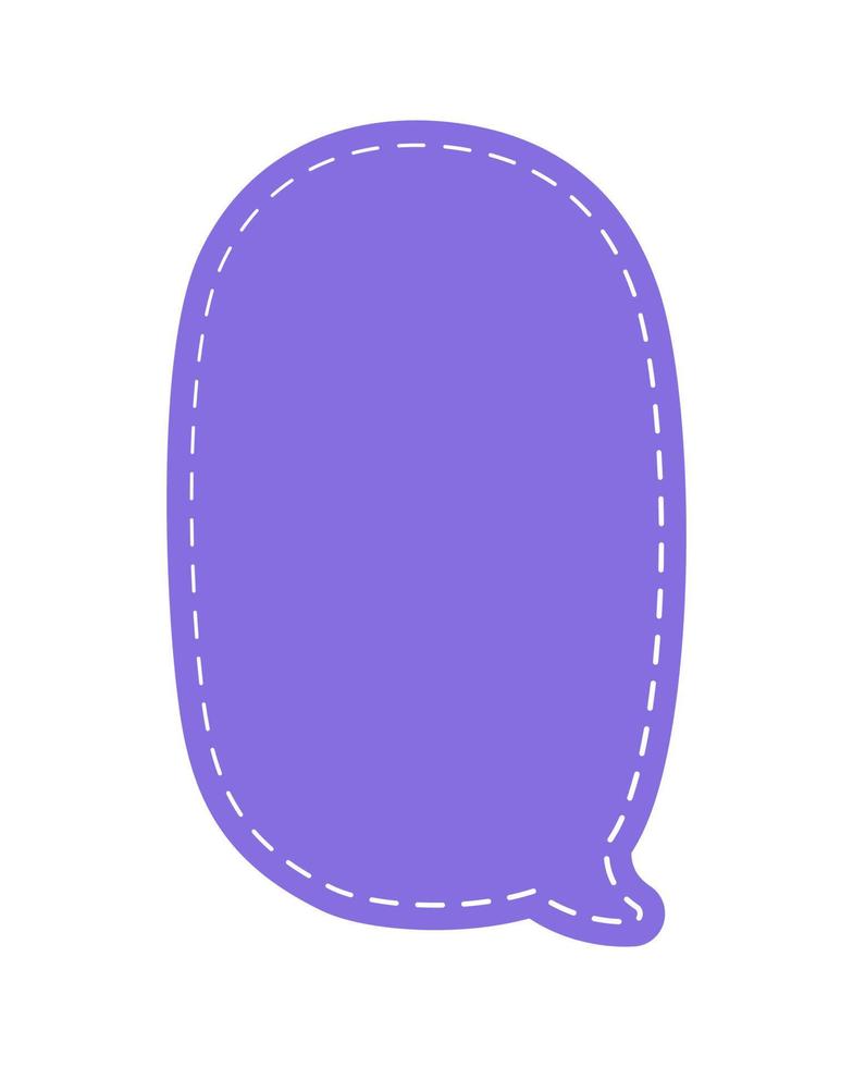 Blank Cute Speech Bubble with Dashed Line. Simple Flat Scrapbook Stitched Design Vector Illustration Set.