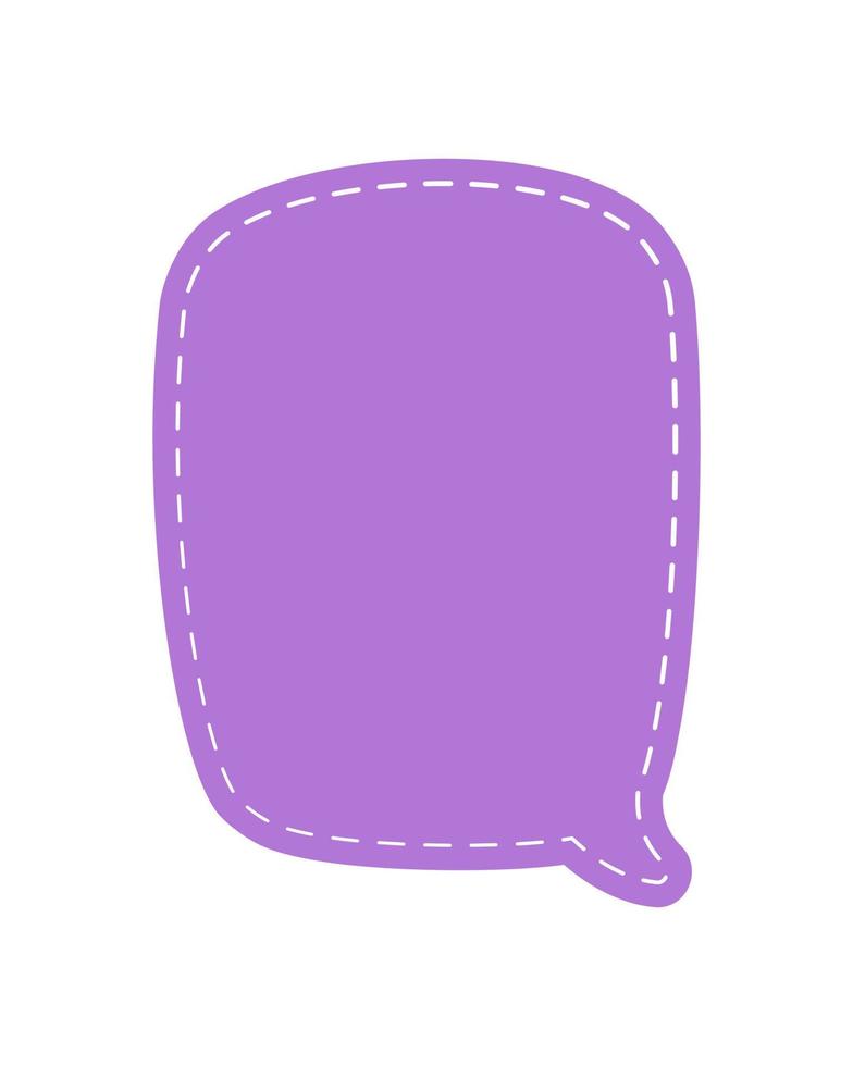 Blank Cute Speech Bubble with Dashed Line. Simple Flat Scrapbook Stitched Design Vector Illustration Set.