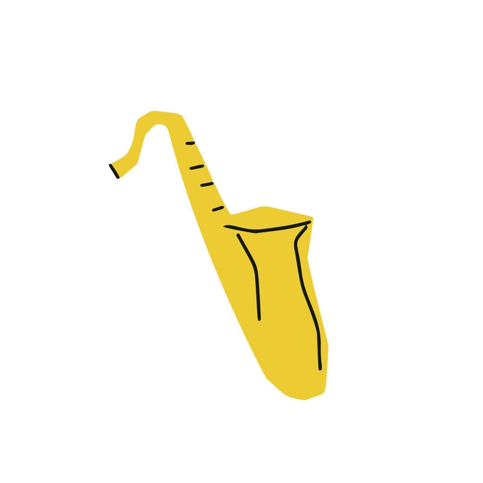 Illustration of musical instrument saxophone in cutting style isolated on white background vector