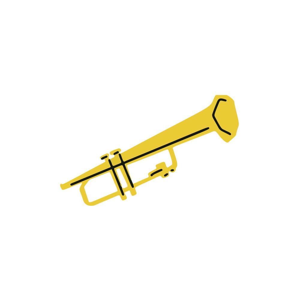 Illustration of musical instrument trumpet in cutting style isolated on white background vector