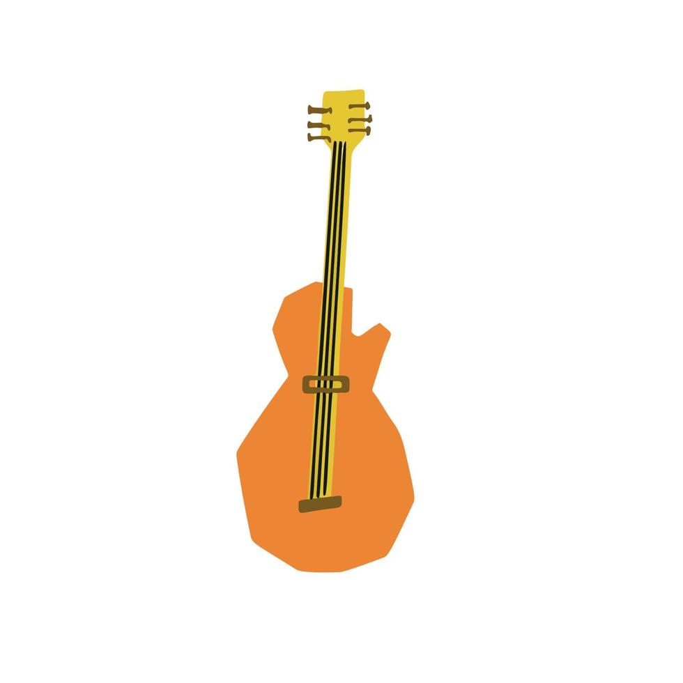 Illustration of musical instrument electric guitar in cutting style isolated on white background vector