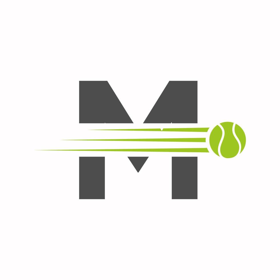 Initial Letter M Tennis Logo. Tennis Sports Logotype Symbol Template vector