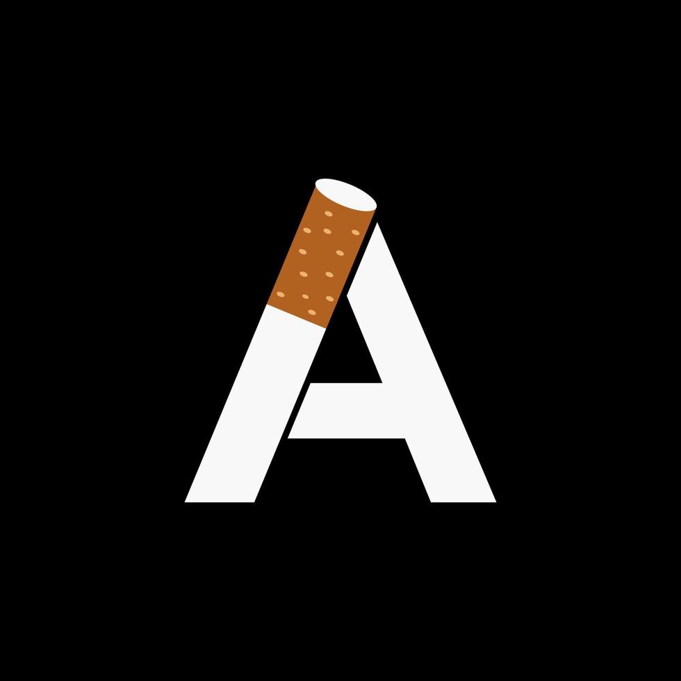 Letter A Smoke Logo Concept With Cigarette Icon. Tobacco Logo Vector
