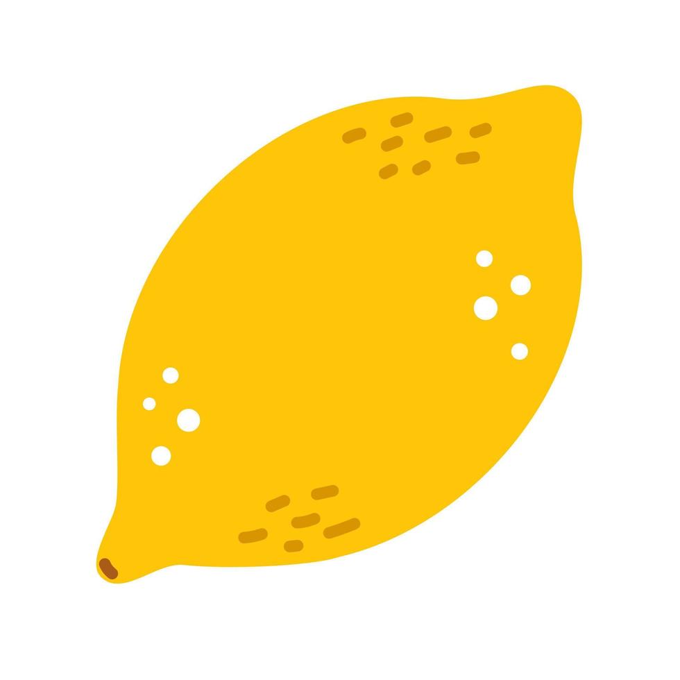 Vector yellow lemon in flat design. Summer exotic or tropical fruit. Citrus.