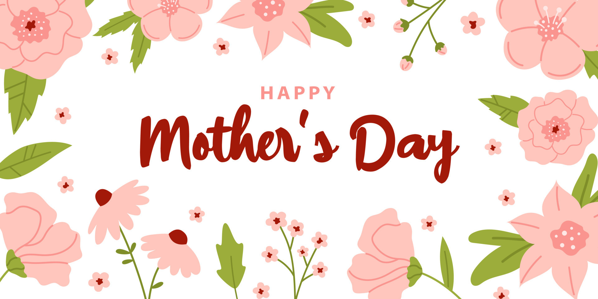 Vector Mothers day floral web banner with lettering. Happy Mothers day ...