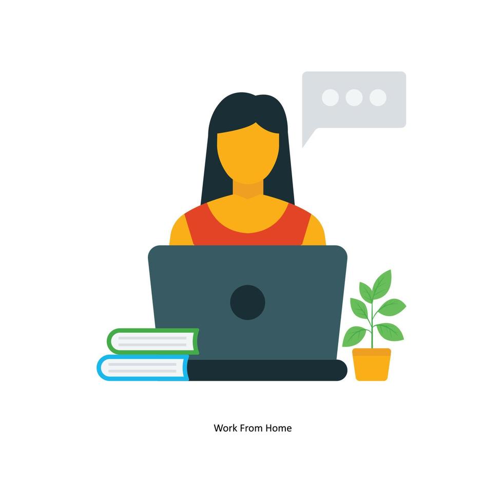 Work From Home Vector Flat Icons. Simple stock illustration stock