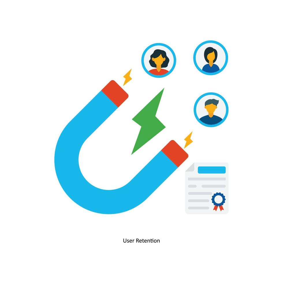 User Retention Vector Flat Icons. Simple stock illustration stock