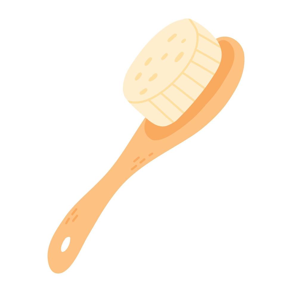 Dry massage brush in flat style. Hair brush isolated. vector