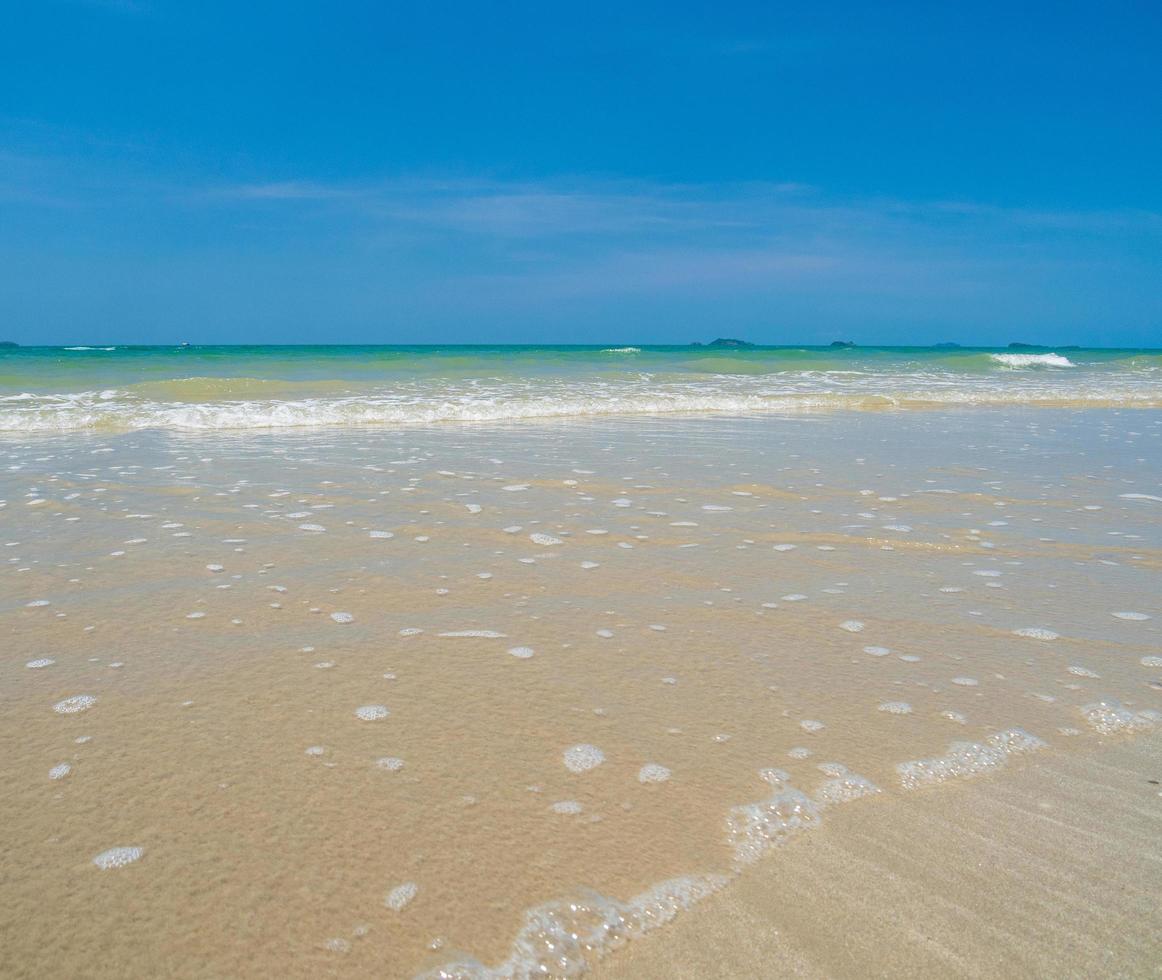 view summer landscape Suan Son Beach has Clean white sand beach Stretching along coast Gulf Thailand East country And  clear skies, suitable for relaxation, vacation in Thailand Rayong photo