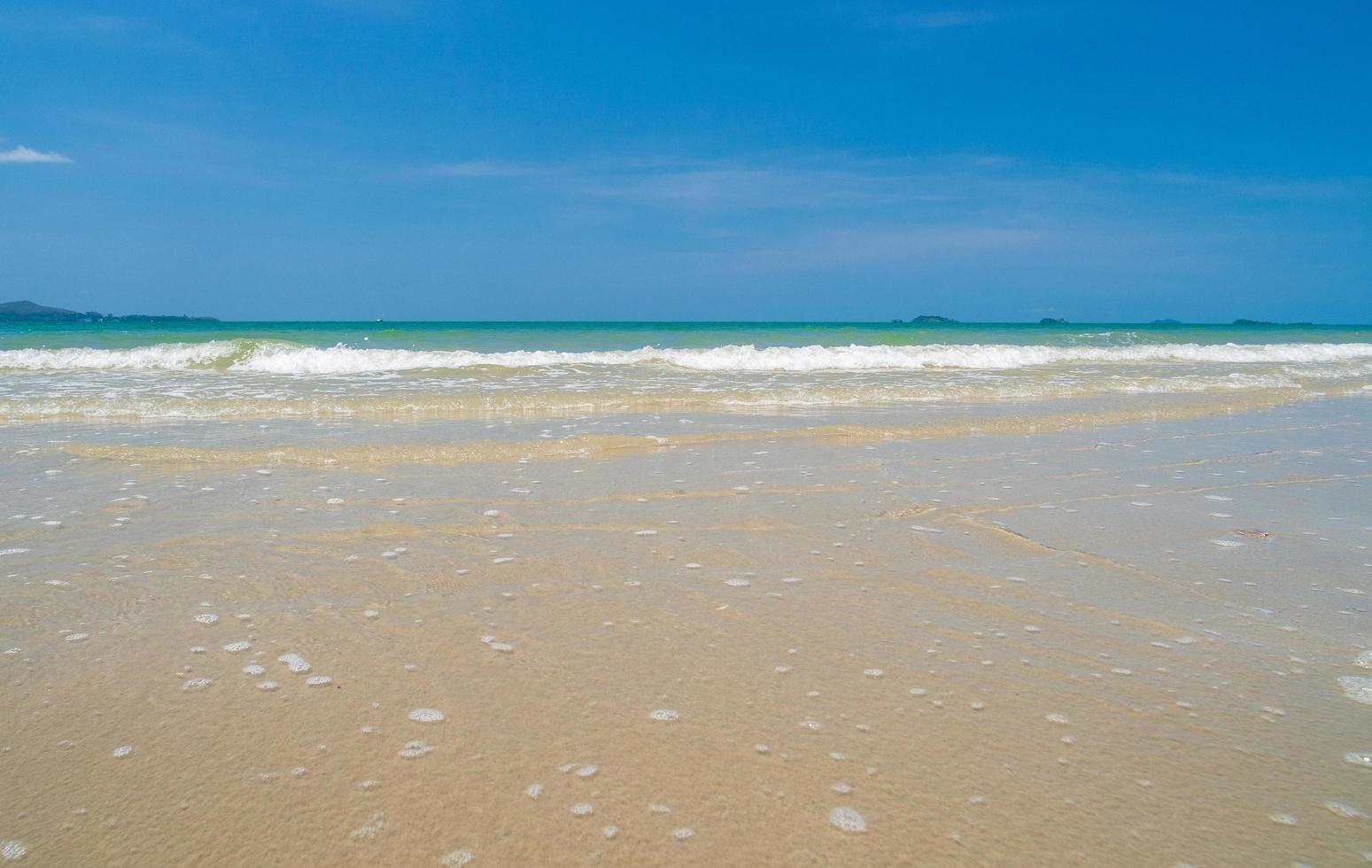view summer landscape Suan Son Beach has Clean white sand beach Stretching along coast Gulf Thailand East country And  clear skies, suitable for relaxation, vacation in Thailand Rayong photo