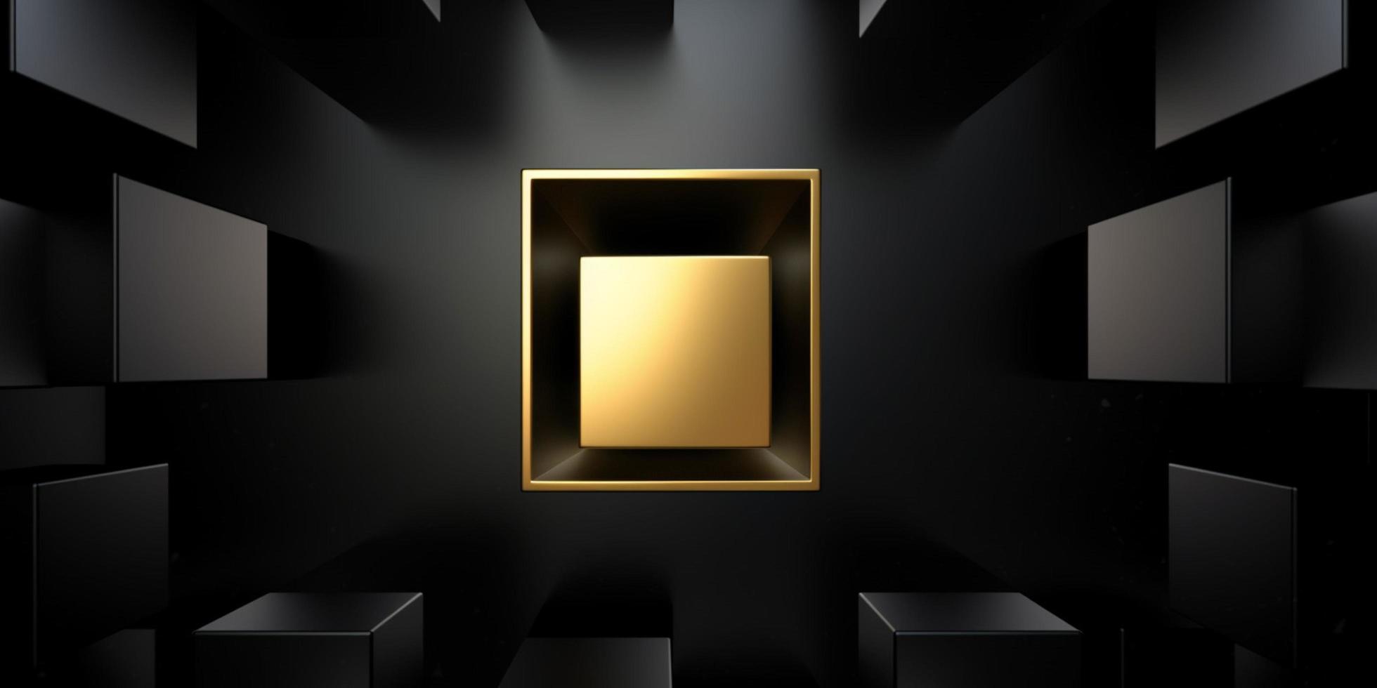 gold black background with cubes photo