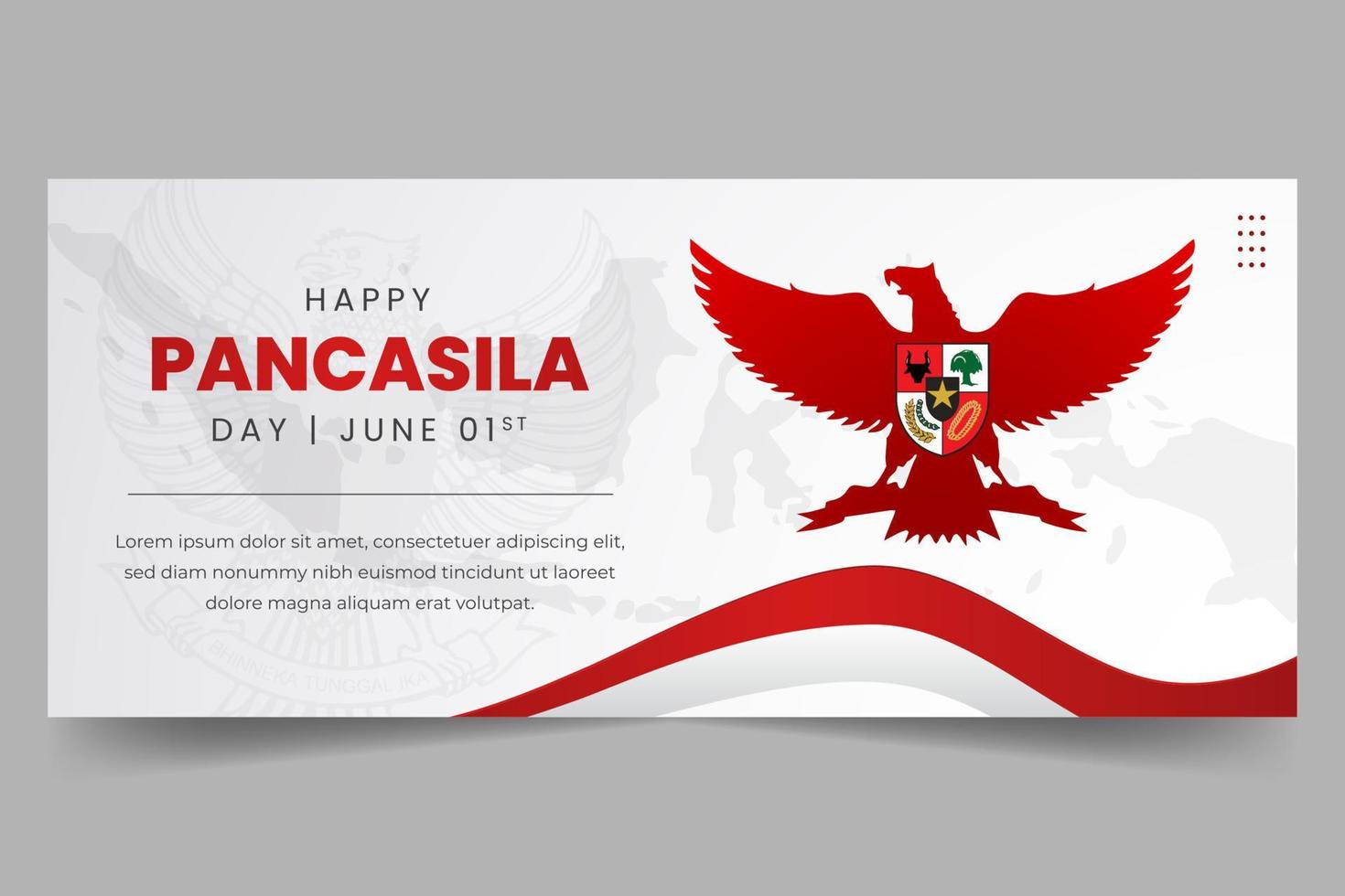 indonesio pancasila día junio 01 horizontal bandera en blanco antecedentes diseño vector