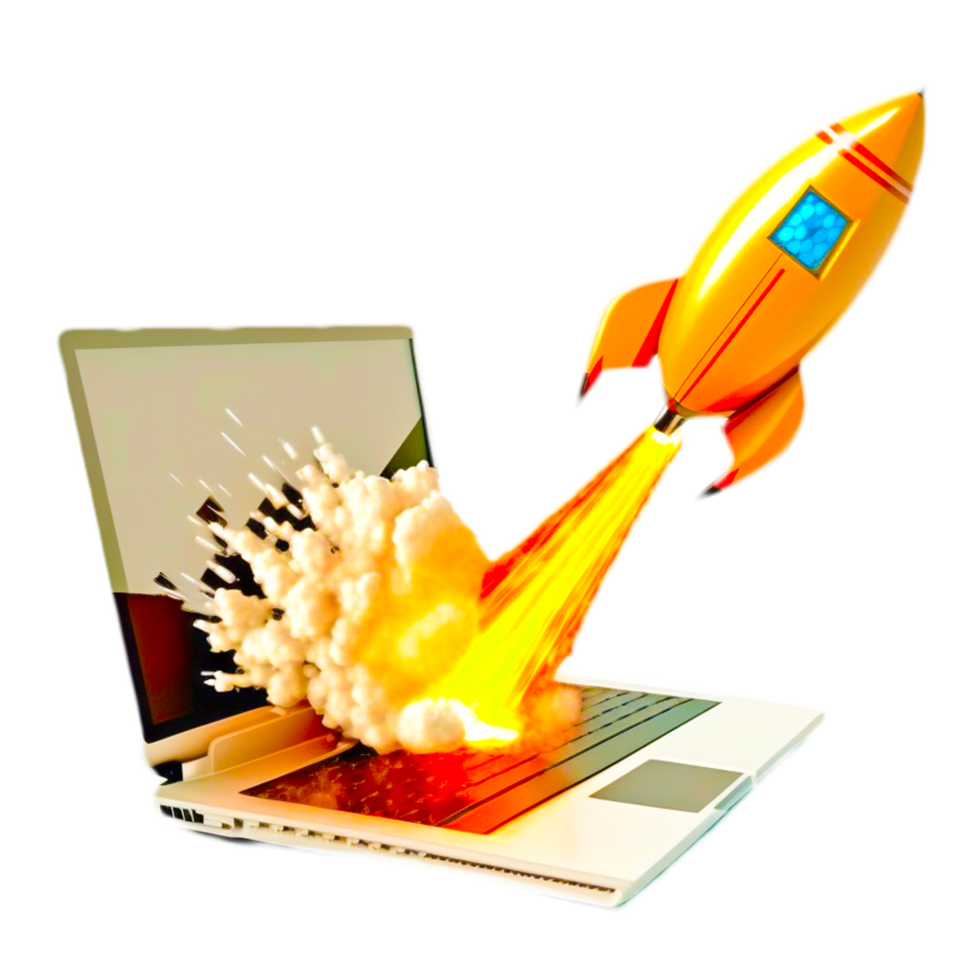 Rocket and laptop free illustration png