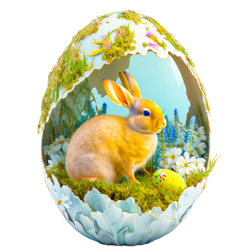 Ostern Hase brechen aus von ein Ei png