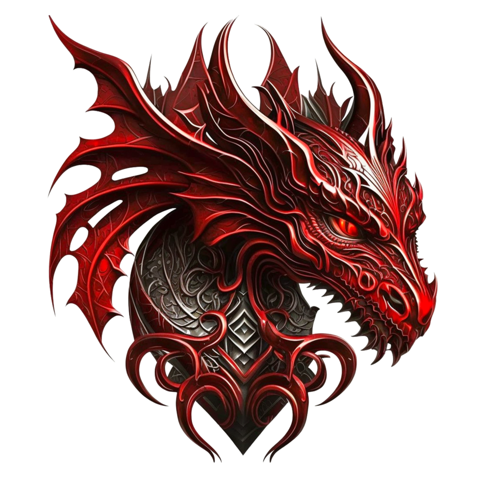 ai génératif fantaisie rouge noir en colère dragon png