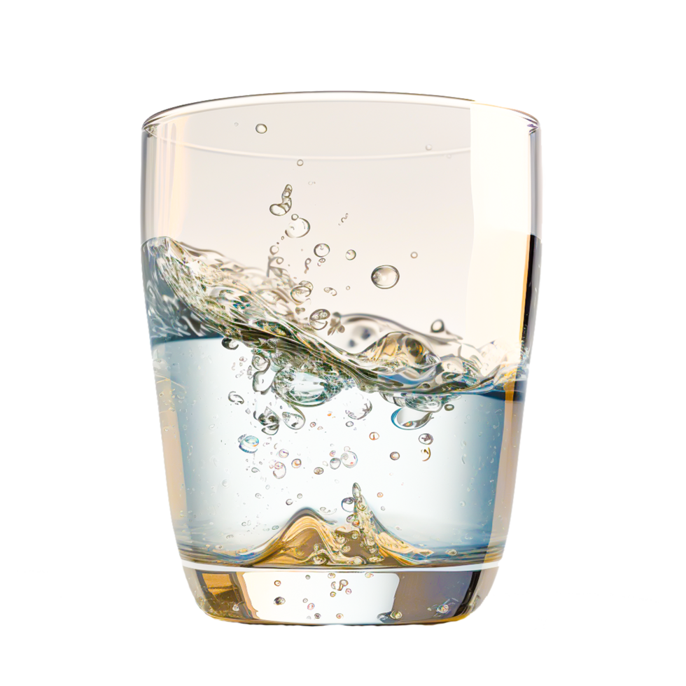 Realistic water glass 3d transparent png