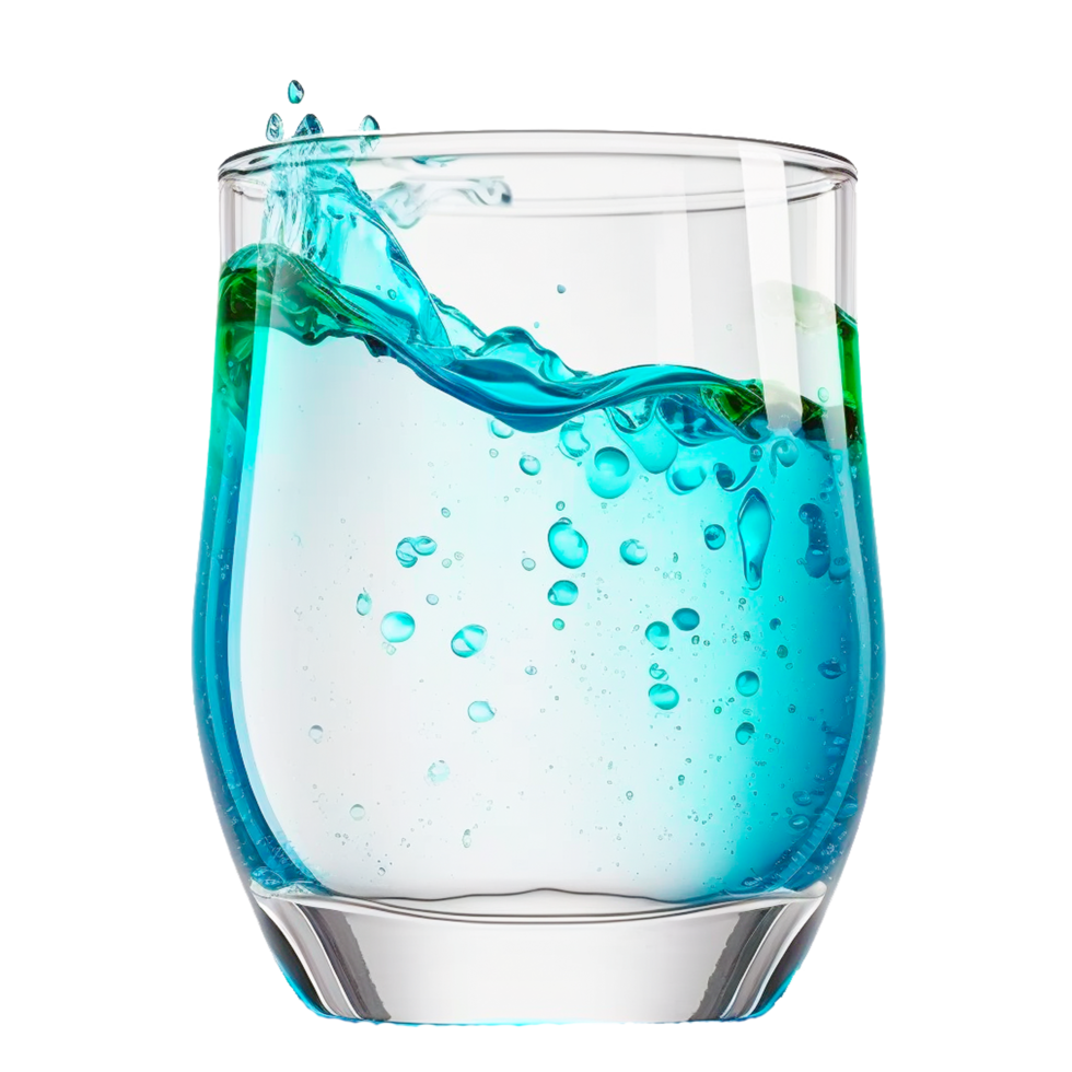 transparent Glas mit Wasser Spritzen png