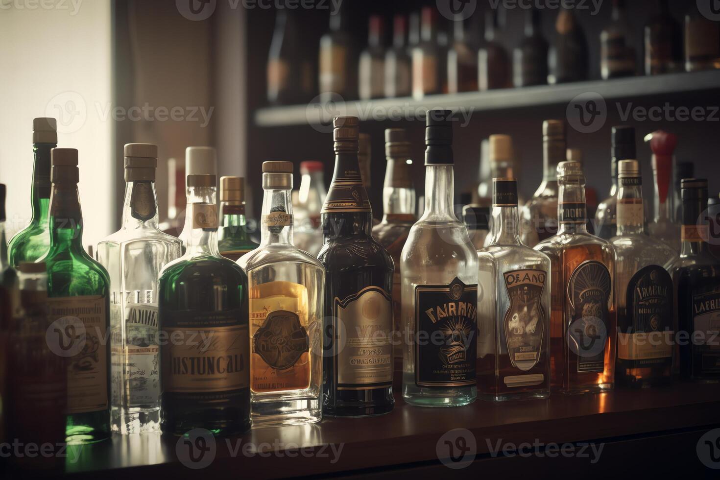 Bottles of alcohol. photo