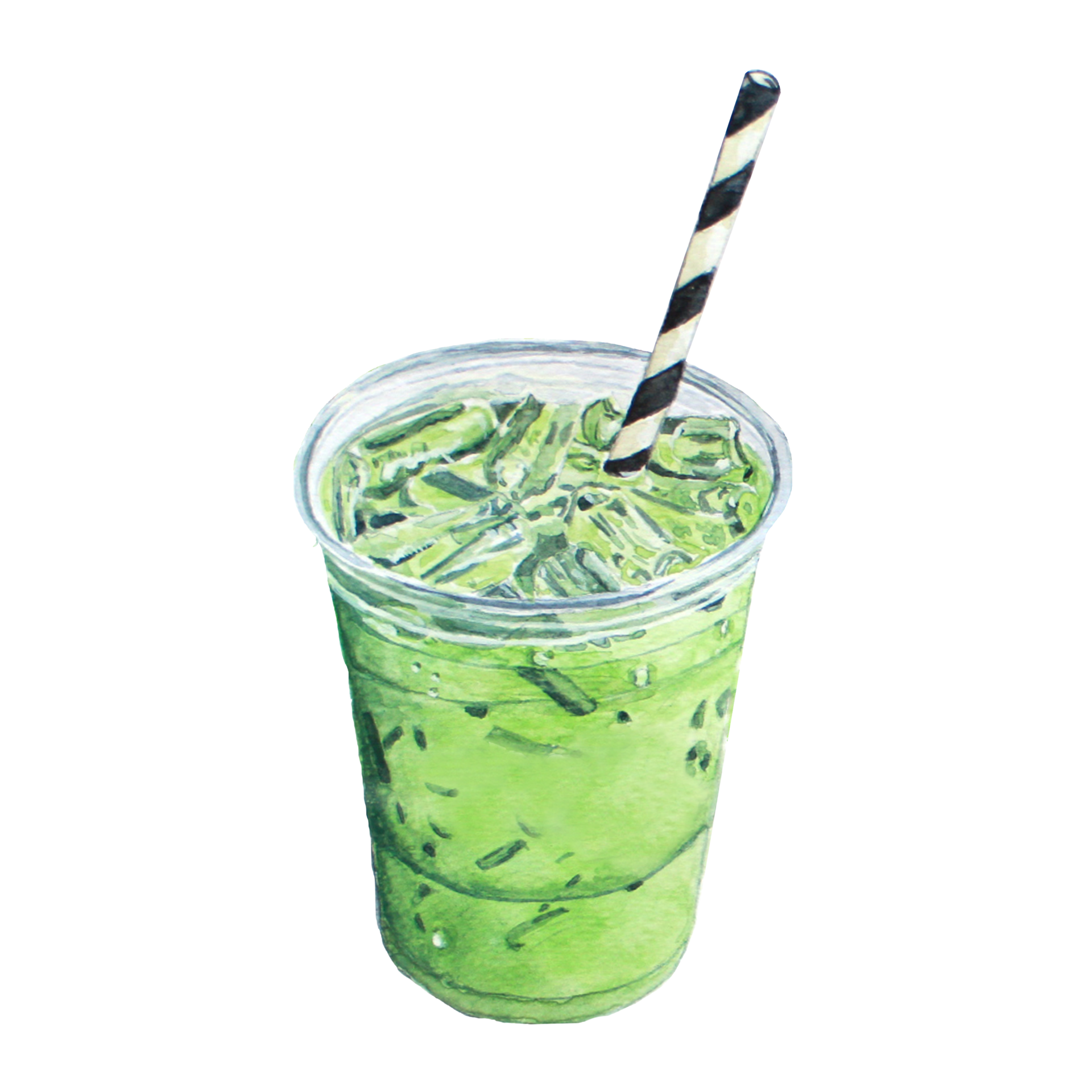 iced-matcha-milk-tea-in-plastic-glass-watercolor-22996387-png