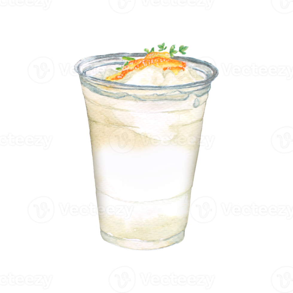 Snowflake Yuzu Orange Juice watercolor, Menu drink png