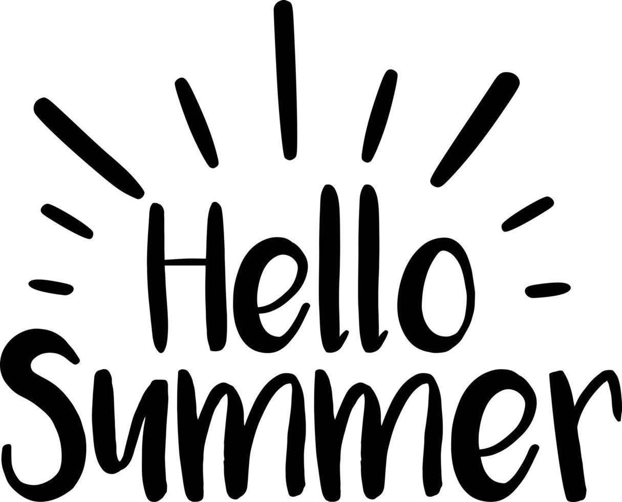 Handwritten lettering quote of Hello Summer with sun vector