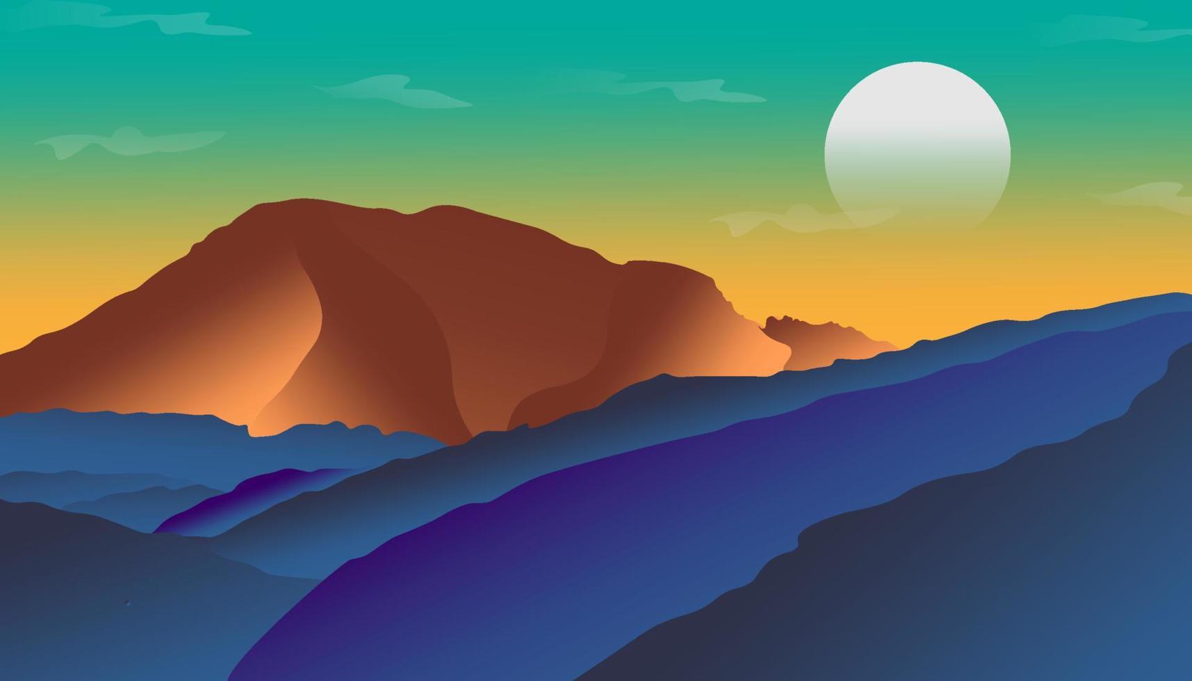 abstract hills and mountains at dusk vector