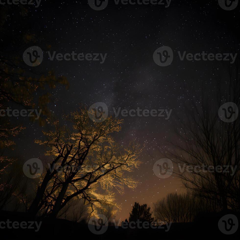 el ver de el cielo a noche es lleno con estrellas .generativo ai foto