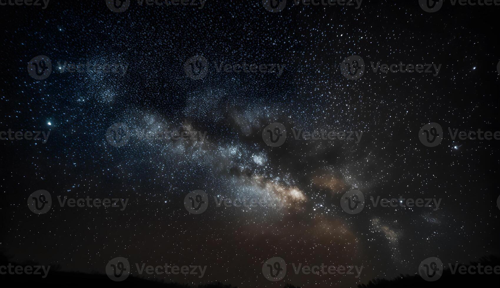 The view of the sky at night is filled with stars . photo
