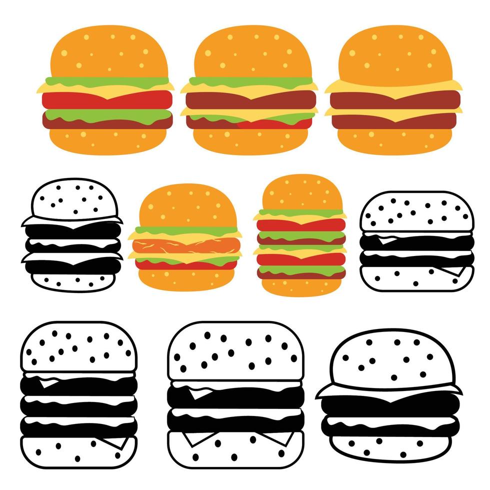 ilustración hamburguesa conjunto Pro vector