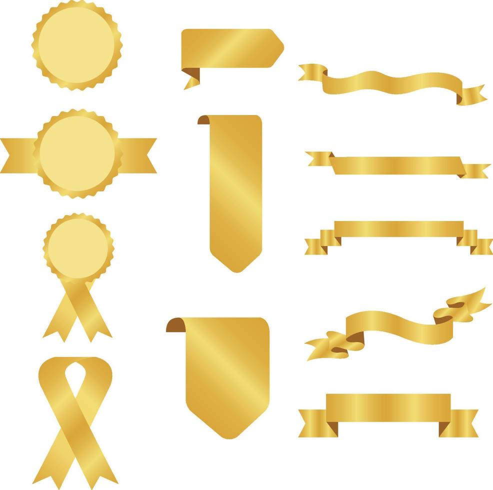 gold ribbon banners. set  Pro Vector