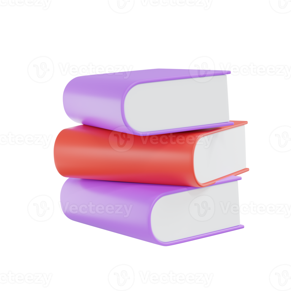 3d Stack of colorful books. 3D Books icon for web design isolated png