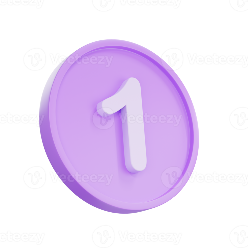 3d hacer darse cuenta botones con el número 1 icono aislado para social medios de comunicación recordatorios png
