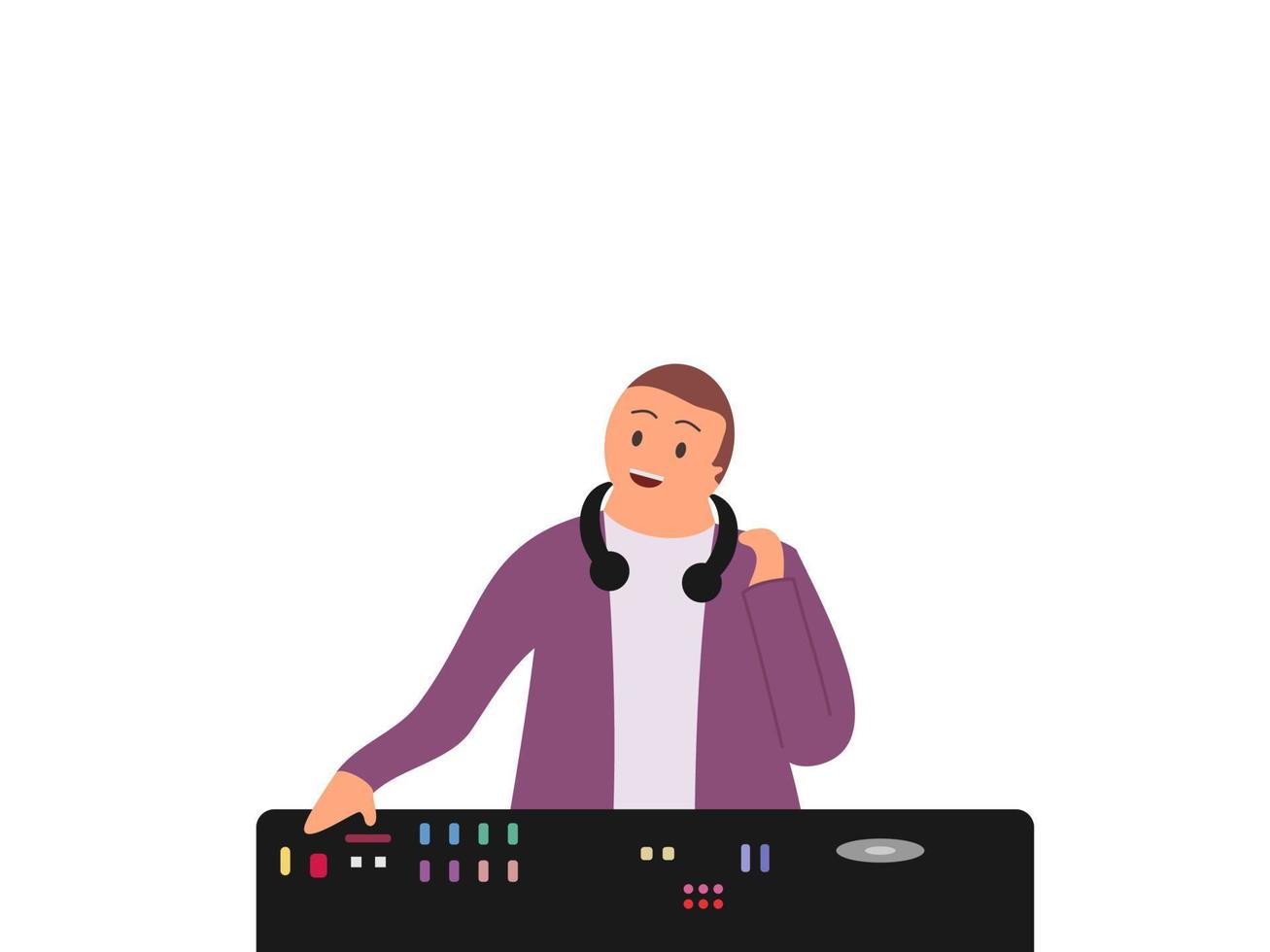 plano diseño de un frio DJ jugando su música vector