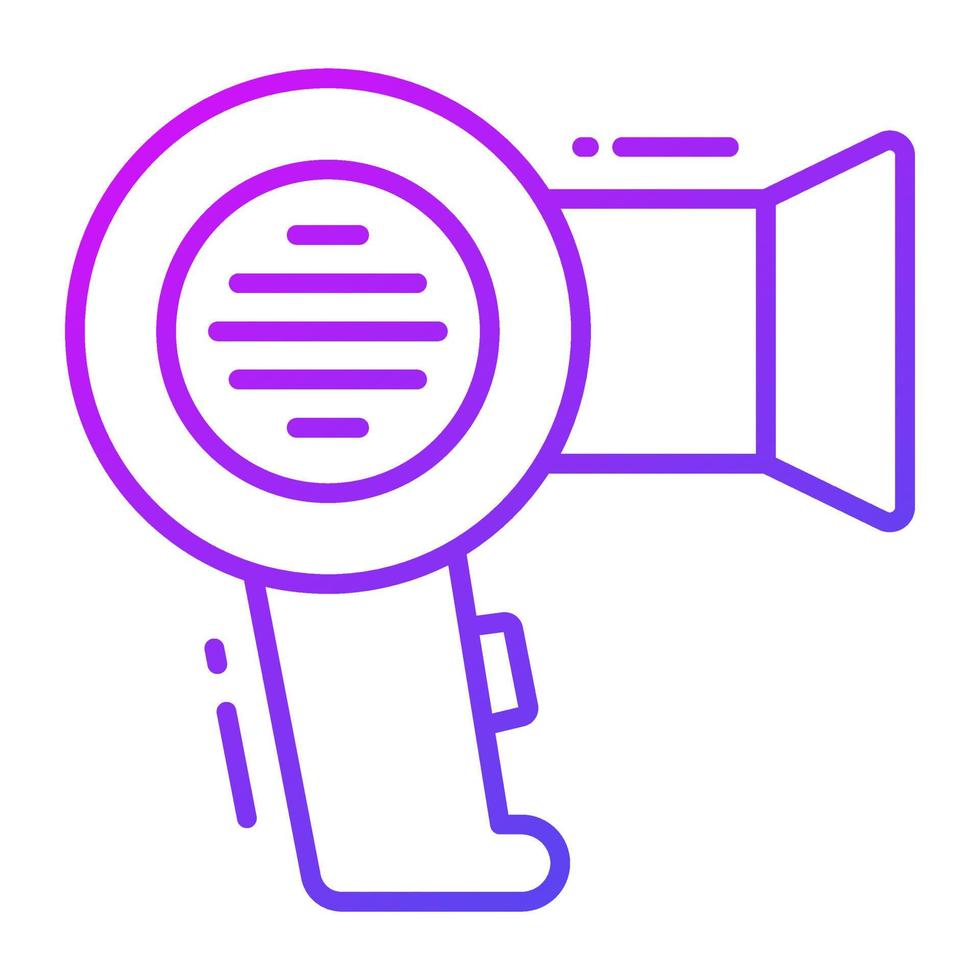 Electronic device use for hair drying, hair dryer vector icon