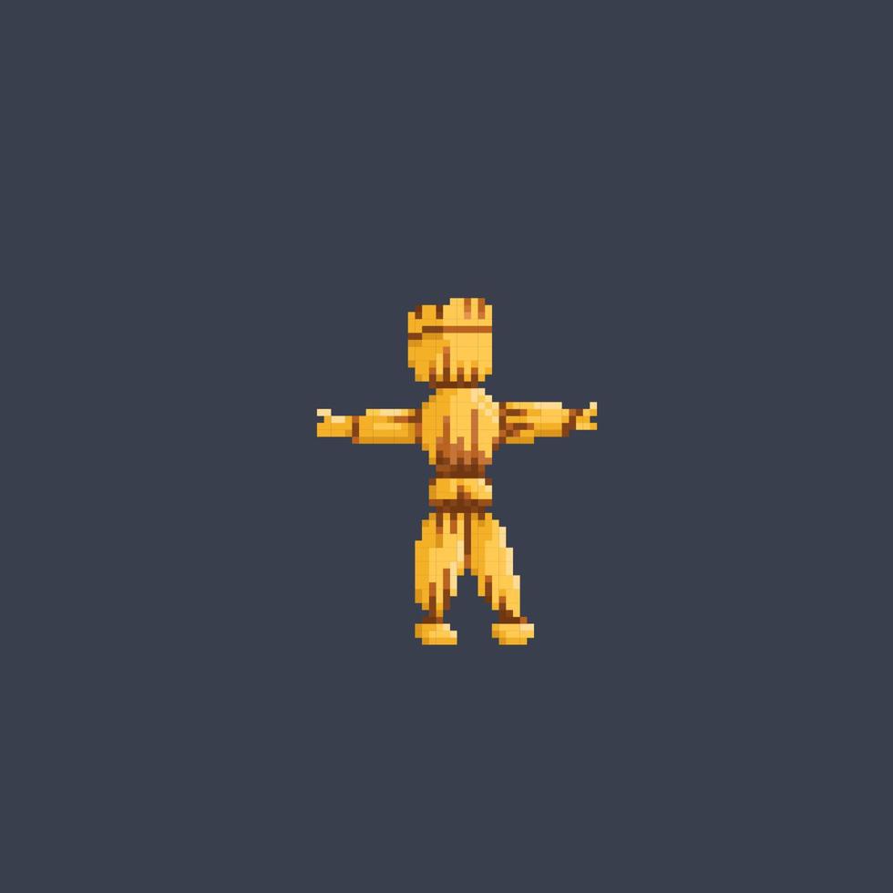 straw doll in pixel art style vector