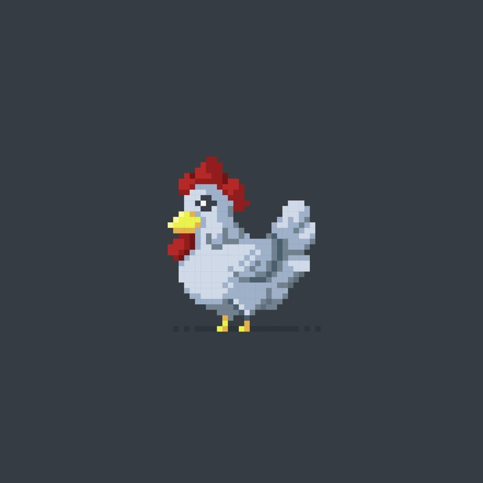 chicken in pixel art style vector