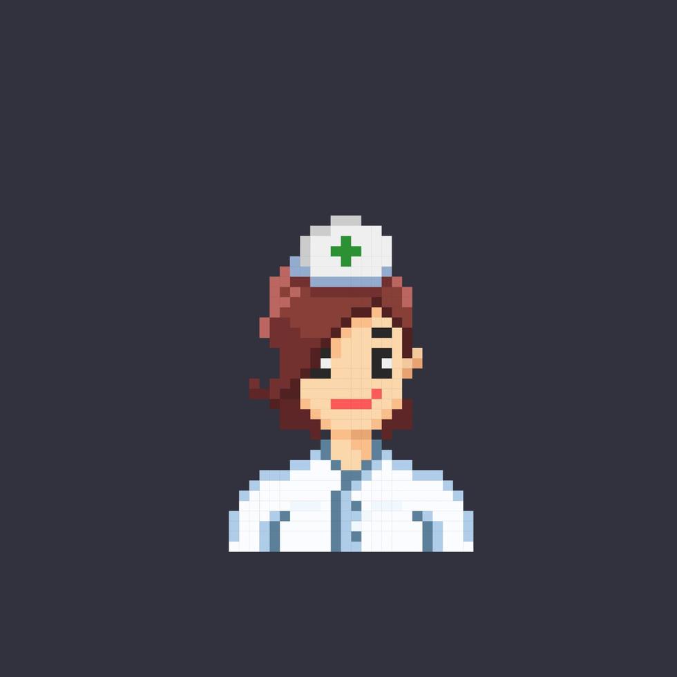 a female nurse in pixel art style vector