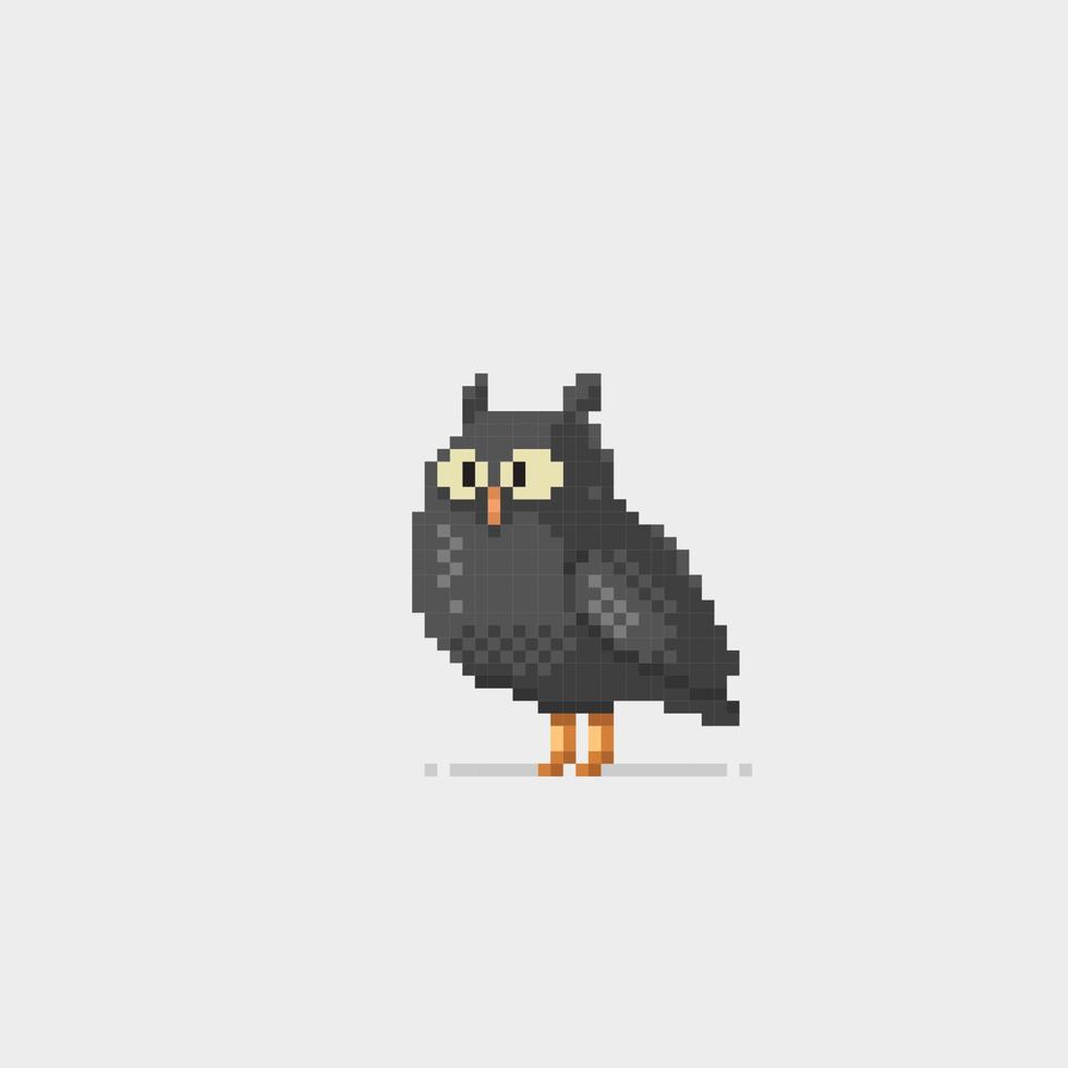 black owl in pixel art style vector