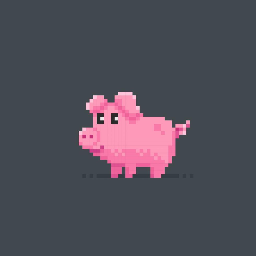 cute pig in pixel art style vector