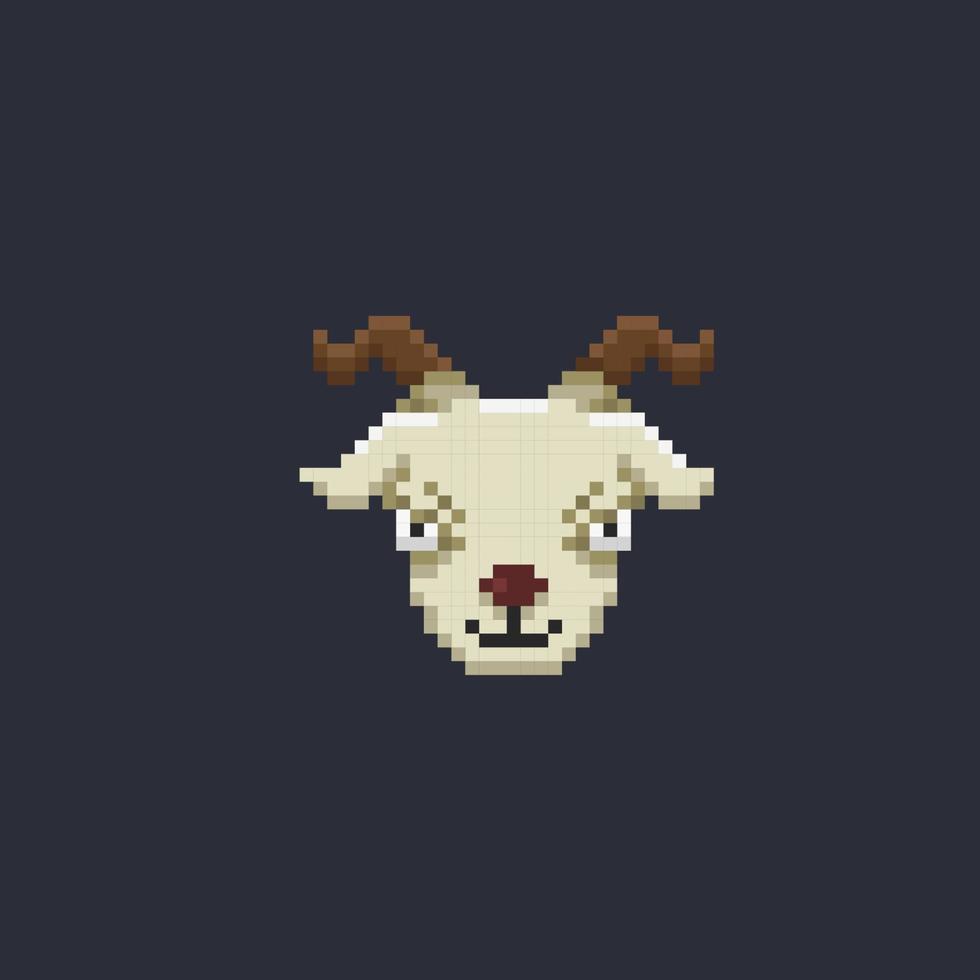 white goat head in pixel art style vector