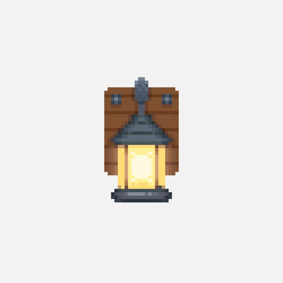 traditional lamp in pixel art style vector