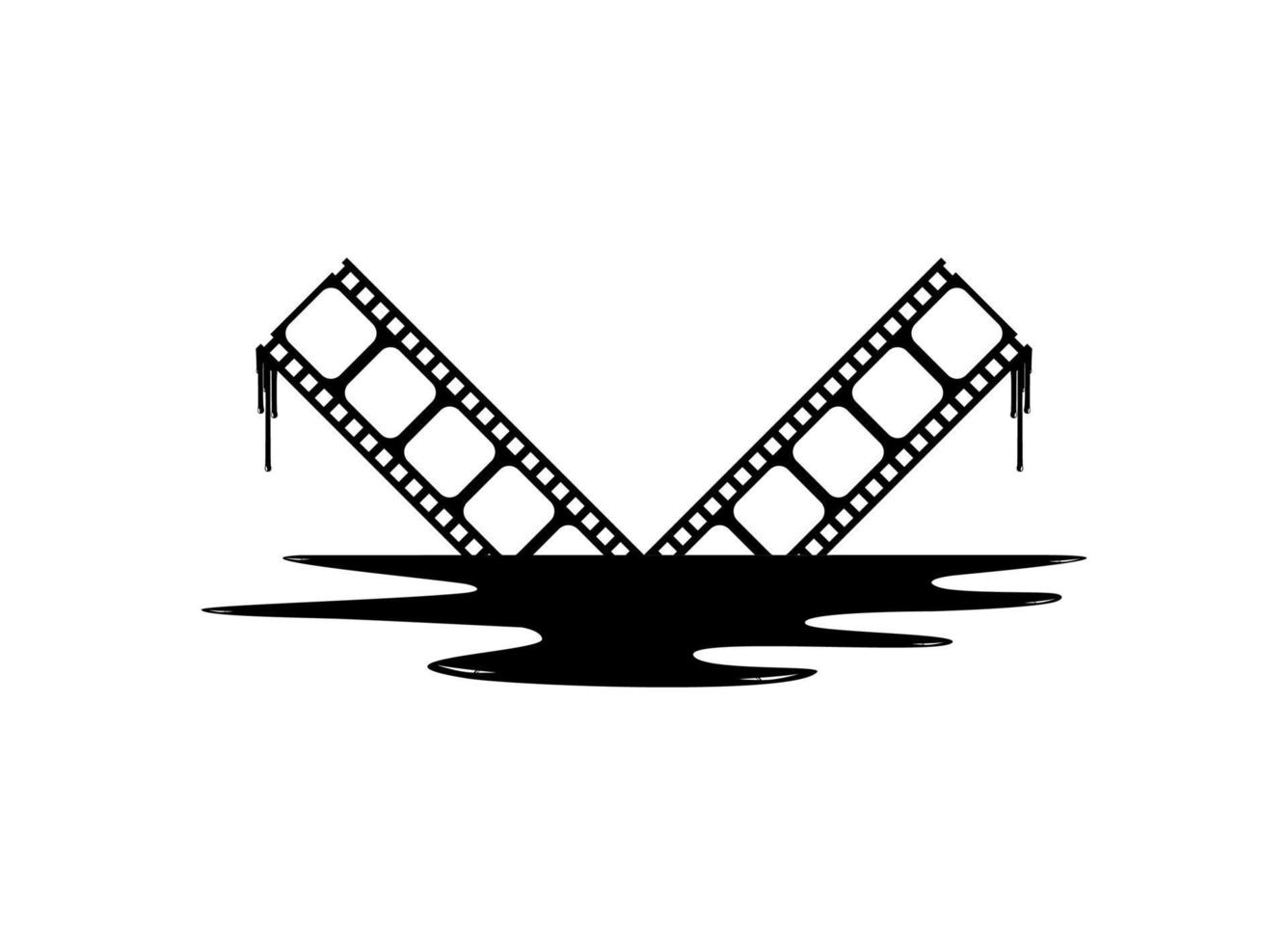 Silhouette of the Bloody Filmstrip Sign for Movie Icon Symbol with Genre Horror, Thriller, Gore, Sadistic, Splatter, Slasher, Mystery, Scary or Halloween Poster Film Movie. Vector Illustration
