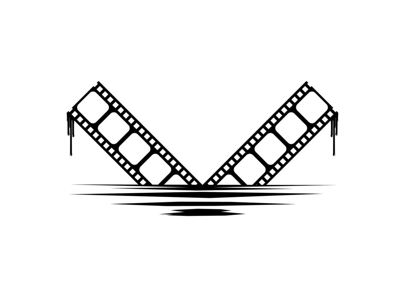 Silhouette of the Bloody Filmstrip Sign for Movie Icon Symbol with Genre Horror, Thriller, Gore, Sadistic, Splatter, Slasher, Mystery, Scary or Halloween Poster Film Movie. Vector Illustration