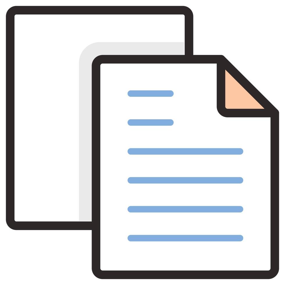 Filled color outline icon for documents. vector