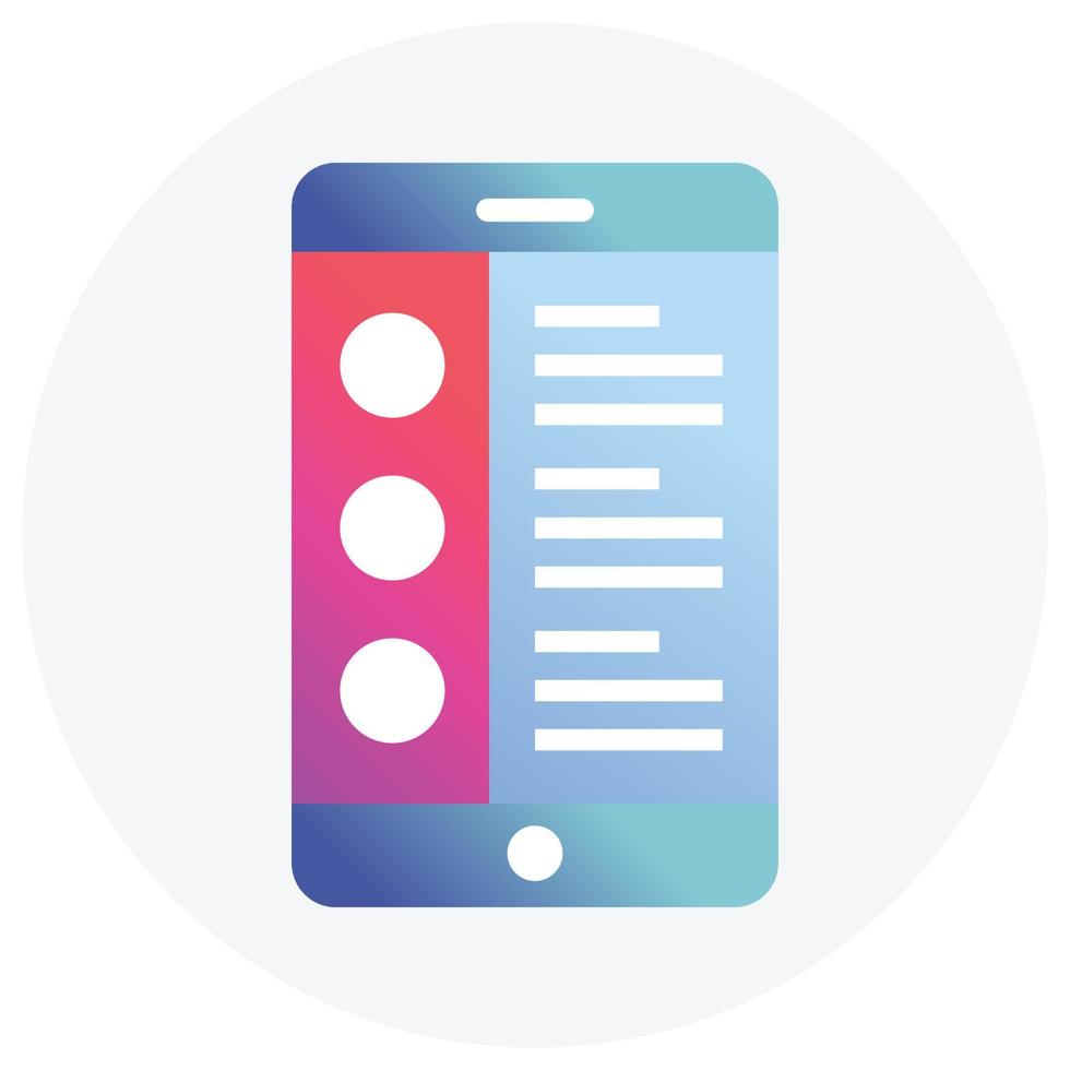 Gradient color icon for mobile menu. vector