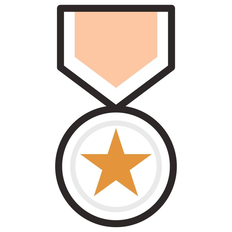 Filled color outline icon for ranking medal. vector